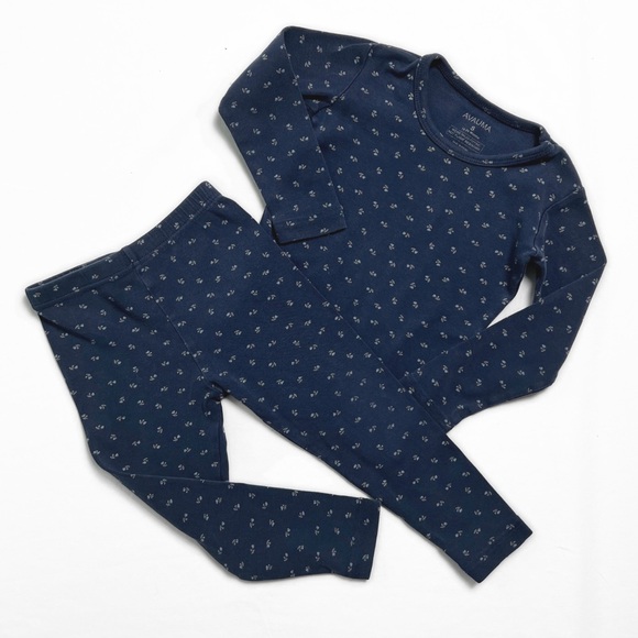 Avauma | Pajama Set | Size S (12=24M) | Dark Blue Soft with Cute Flower Pattern - Picture 1 of 8
